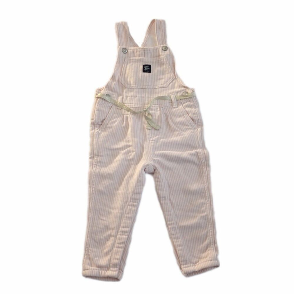 Oshkosh Pink Striped Overall Pants sz 24M Girls